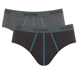 Sloggi 2P For Men Start Midi Grau/Türkis Baumwolle Medium Herren