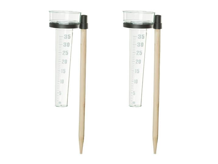 Regenmesser mit Stab 2er-Set Hellbraun-Schwarz-Transparent