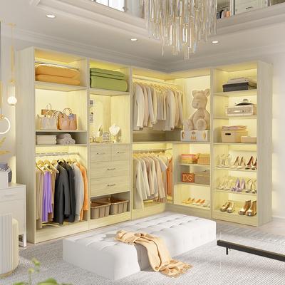 Rackcog Cimly 111'' Set of 4 Freestanding Closet Organizer, Space-saving Corner Closet System with Shoe Rack