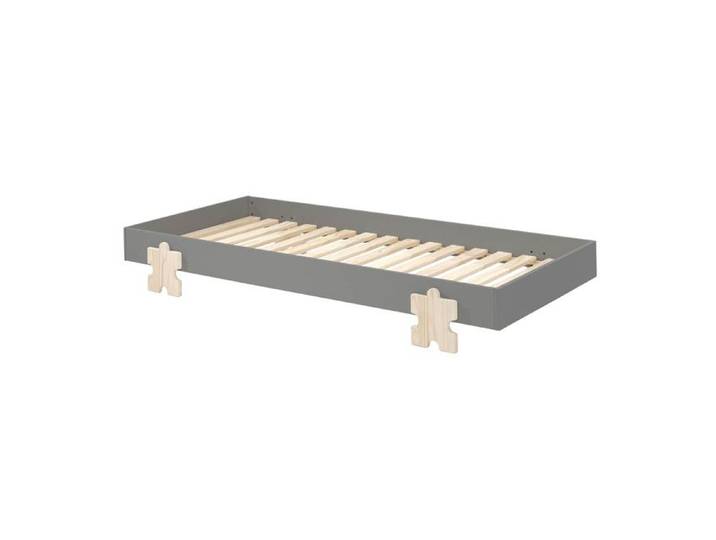 STAPEL - Lit Empilable 90x200cm Gris Pieds Puzzle