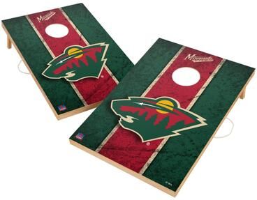Skip's Garage Vintage Minnesota Wild NHL Regulation 2x4 Cornhole Set
