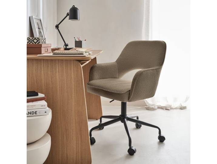 Chaise de bureau à roulettes bouclettes taupe