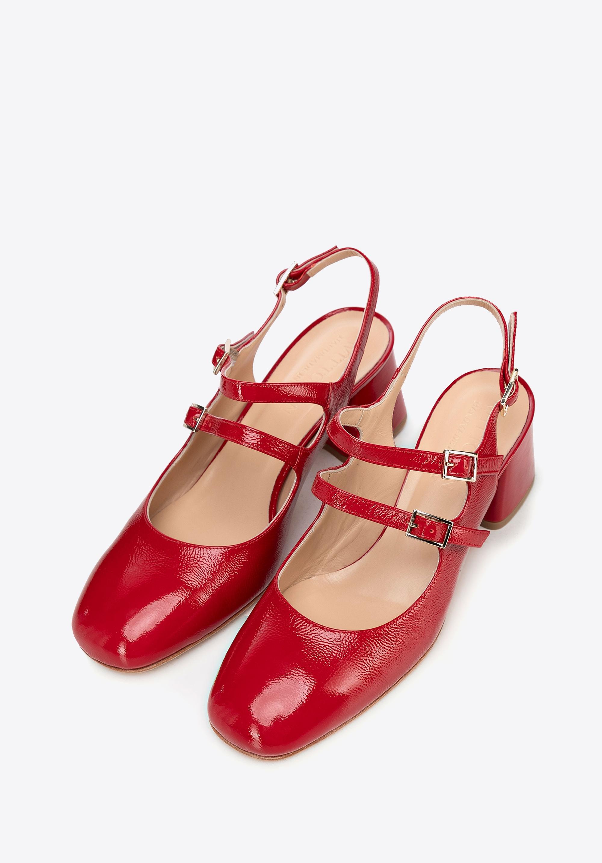Wittchen Dames rode leren pumps met bandjes
