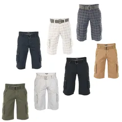 riverso Kurze Hosen Herren Cargo Shorts mit Gürtel Regular Fit RIVAnton - Light Beige - W 44