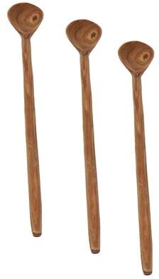 Global Crafts Hand-carved Olive Wood Long Handled Appetizer Spoons, Set of 3 (Kenya)