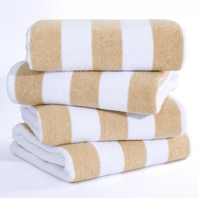 American Soft Linen, Premium Cotton 4 Pack Beach Towels, 30 x 60 Cabana Striped Pool Towels