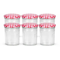 6er Set Glas Marmeladengläser 300 ml – Einmachgläser mit Schraubdeckel (für Marmelade, Honig, Chutney & Saucen)