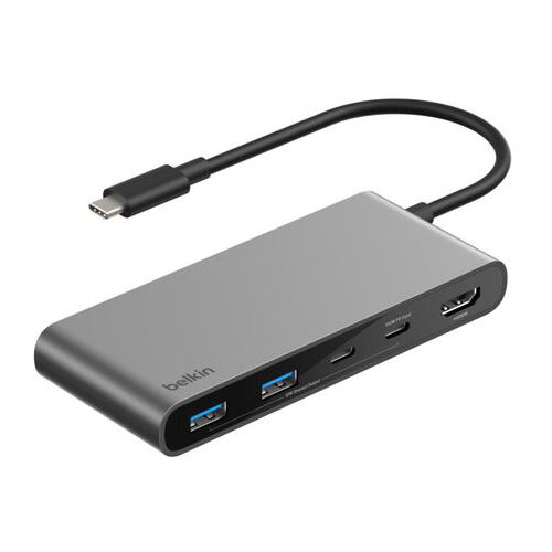 BELKIN CONNECT 7-IN-1 USB-C HUB MIT DUAL USB-C PORTS SILBER