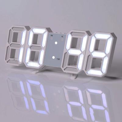 Daily Discovery Digital Wall Clock, LED Wall Clock, Digital Alarm Clock, Bedroom Decor Clock, Remote Control Clock white With White