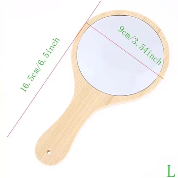 Inspire Curations Natural Bamboo Round Handheld Mirror For Home And Salon l