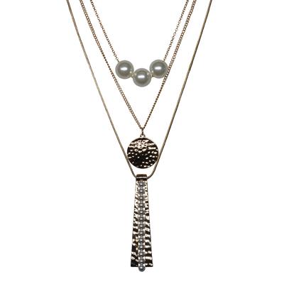 Lange Kette FIRETTI "Schmuck Geschenk Multi-Row Longkette", gold (gelbgoldfarben, weiß), Halsketten, Damen, Metall, L: 68 70 72, mit Kunststoffperle