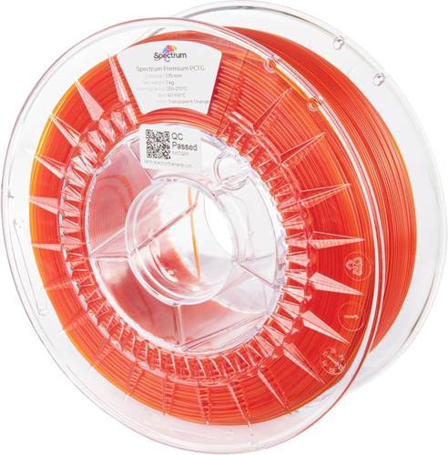 Spectrum Filaments 80736 Premium PCTG Filament PCTG chemisch beständig, geruchsarm 1.75mm 1000g Transparent-Orange, Orange 1St.
