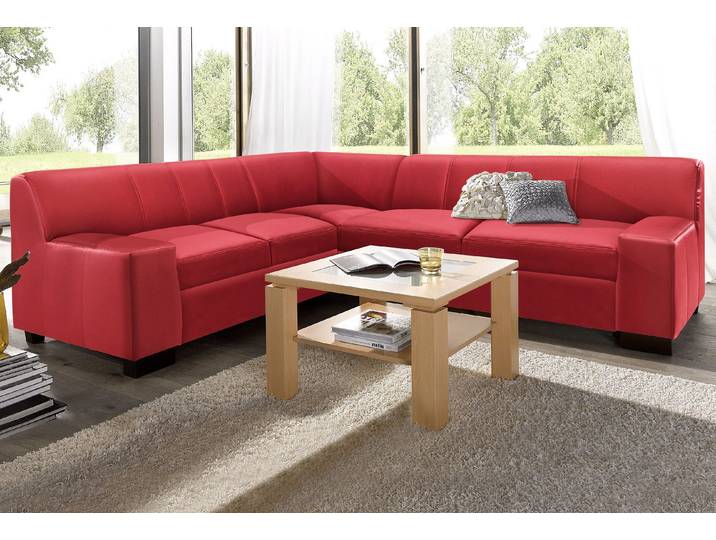 Ecksofa DOMO COLLECTION Norma Top, elegant & modern, flache Armlehnen, Breite 247cm, L-Form , rot, B:247cm H:77cm T:212cm, Sofas, Ecksofa, wahlweise mit Bettfunktion