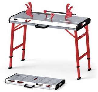 Costway 42 Inches x 21 Inches Welding Table with Adjustable Height and 2 Bar Clamps-Silver