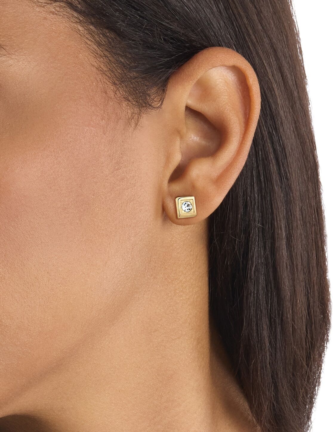 Paar Ohrstecker CALVIN KLEIN "WOMEN'S EARRING STUDS", gelbgoldfarben, edelstahlfarben, kristallweiß, kristallweiß, Ohrringe, Damen, Edelstahl, Paar Ohrstecker, mit Glasstein