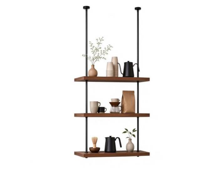 Gaommini Küchen-Topfpfannen-Aufbewahrungsregal, Deckenregal, schwebende Regale für Balkon, Bar, Blumenladen, Pflanzenständer/Weinhalter(3-Layer 60x30x120cm)