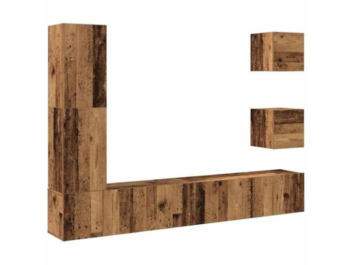 GKHPYURE TV-Möbel-Set, 5 Stück, Wand, antikes Holz, Spanplatte Platzsparendes Design, großer Stauraum, Staubschutztür, einfach aufzuhängen