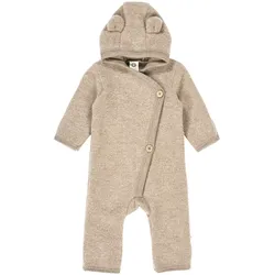 Müsli Wollfleece-Overall mit Klappfuß und Kapuze Ohren, beige, 56