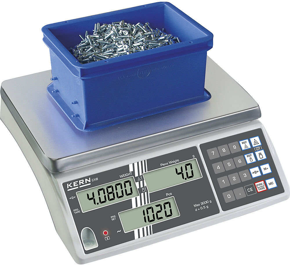 Zählwaage, Einsteigermodell, Wägebereich bis 15 kg, Ablesbarkeit 1 g, Wägeplatte 300 x 225 mm KERN