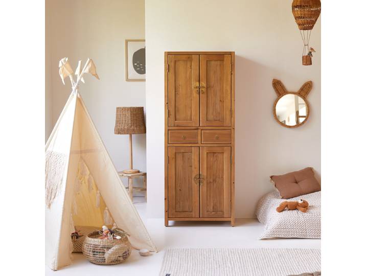 Kinderschrank Natur aus massiver Recycling-Kiefer - Natur - Pine