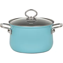 Riess Fleischtopf mit Glasdeckel Ø20cm 3,5 Liter Emaille Nouvelle Kristallblau