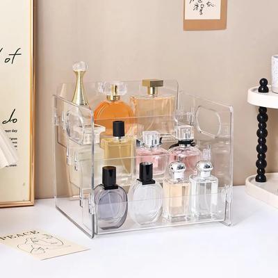Uplift Picks Acrylic 3 Tier Perfume Display Stand Clear Cosmetic Organizer Shelf Acrylic 3 Tier Perfume Display Stand Clear Cosmetic Organizer Shelf