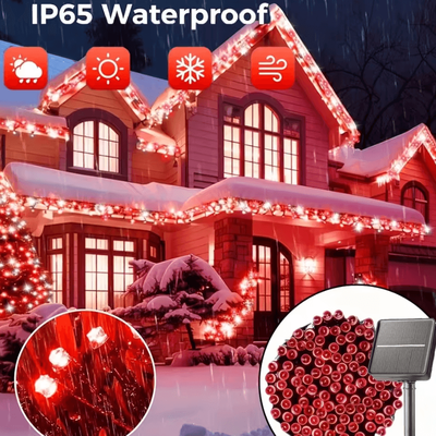 Inspire Curations Solar Powered Christmas Lights 50 200 LED Red Outdoor String Lights red 22m 200leds