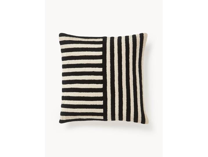 Housse de coussin artisanale avec rayures brodées Henry