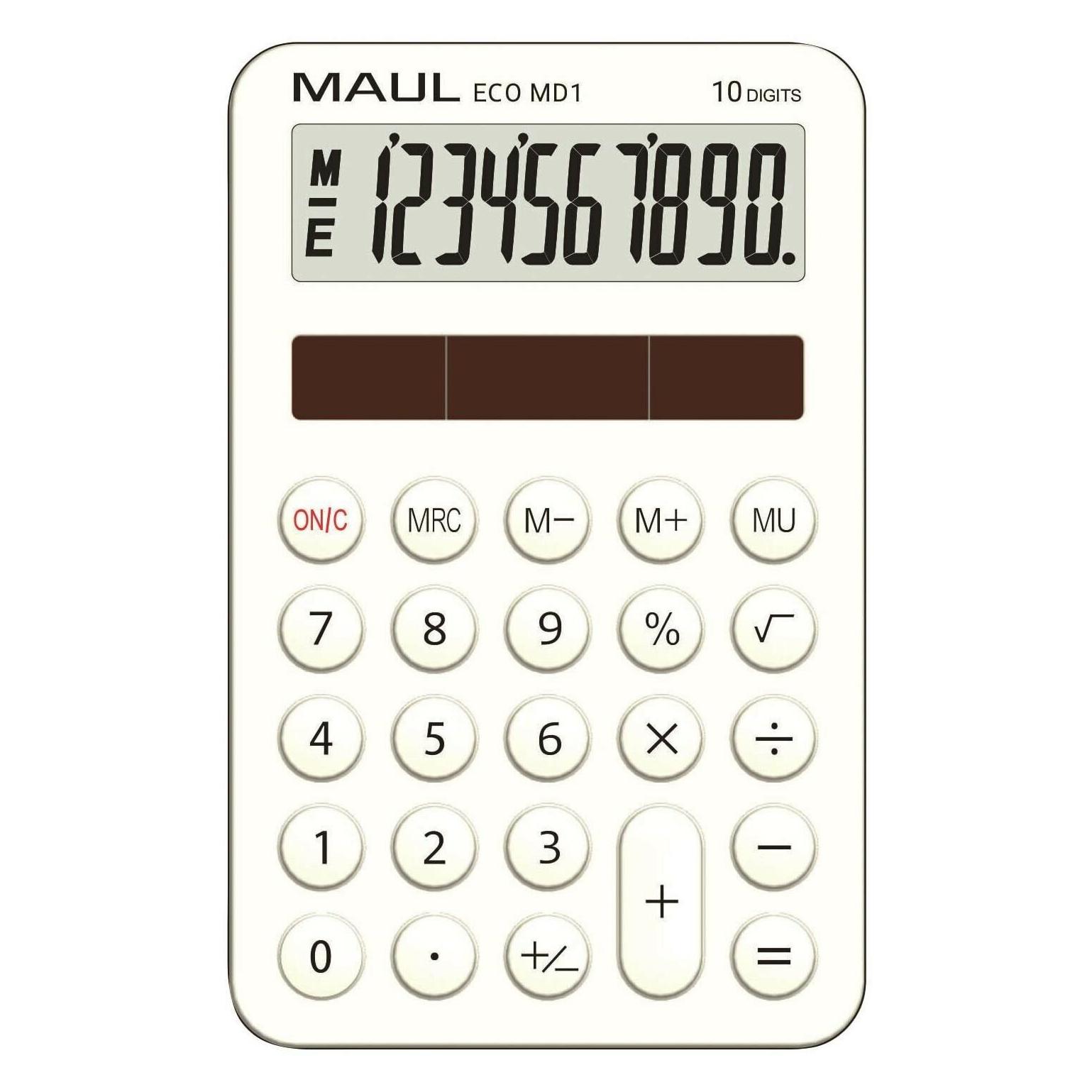 Maul Taschenrechner Solar ECO MD 1 weiss (Solarenergie) (72750 02)