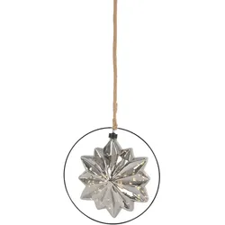 LED-WEIHNACHTSSTERN Ø18cm 40LED Warmweiß Grau 80cm Seil/Metallring