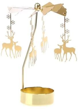 Uplifted Finds Rotating Metal Carousel Candle Holder Heat Powered Spinning Candle Tray For Holidays & Dinner Decor elk