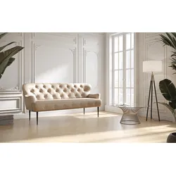 3-Sitzer HOME AFFAIRE "Amber", beige, B:193cm H:97cm T:87cm, 100% Polyester, Sofas, mit Knopfheftung,in verschieden Stoffarten