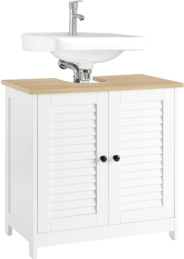 Marlow Home Co. Lyonsdale Under Sink Cabinet White/Natural 58cm H X 60cm W X 35cm D