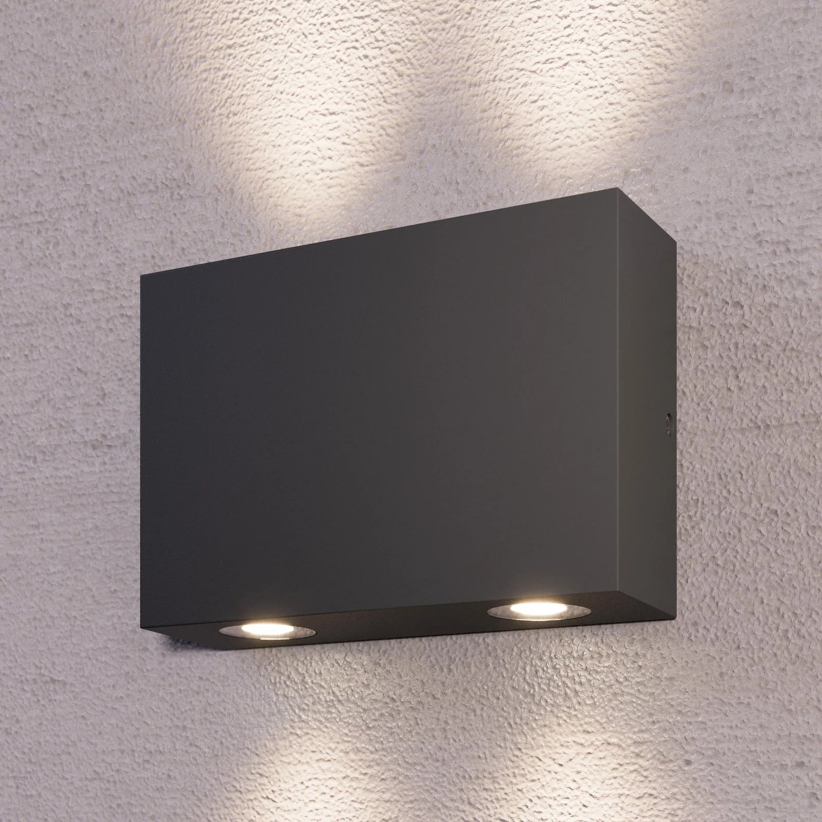 Lucande Henor Buiten Wandlamp Graphite - Modern Metaal - Hoekig