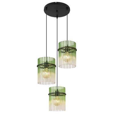 GLOBO LIGHTING Hängeleuchte "GORLEY", schwarz grün, Ø 47cm H: 140cm, 1 Stk., Leuchten, Hängelampe Glasstäbe amber klar verlaufend elegant Wohnzimmer, Hängeleuchte