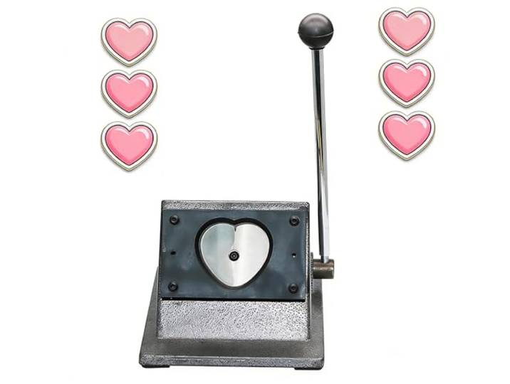 LHQYA Herzknopf-Ausstanze, Manuelle Stanz- Und Schneidemaschine, Papierdurchmesser 62 X 70 Mm, Ergonomischer Griff, Zur Herstellung Von Herzbuttons