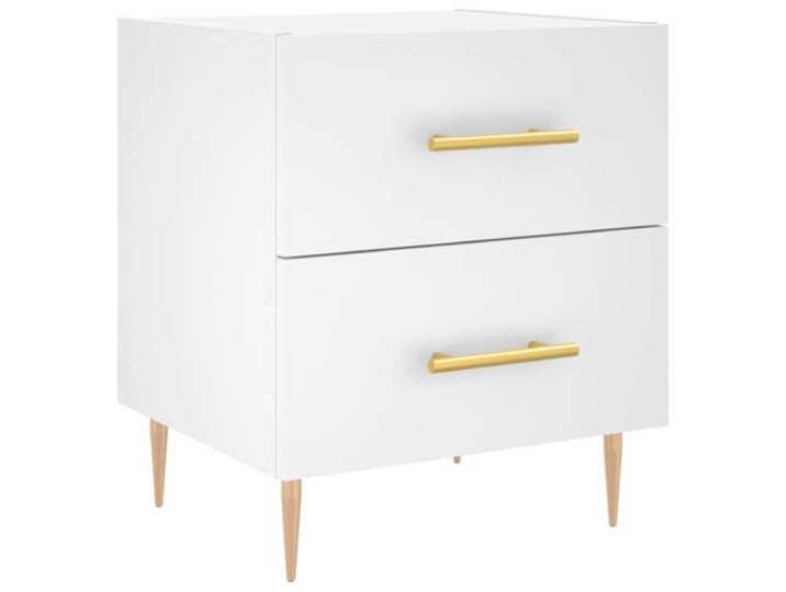 KDVXBCQJH Nachttisch Weiß 40x35x47,5 cm Nachtschrank mit Schubladen Stilvoller Beistelltisch fürs Schlafzimmer mit stabilen Metallbeinen und glatter Ablage für Bücher und Dekoration.