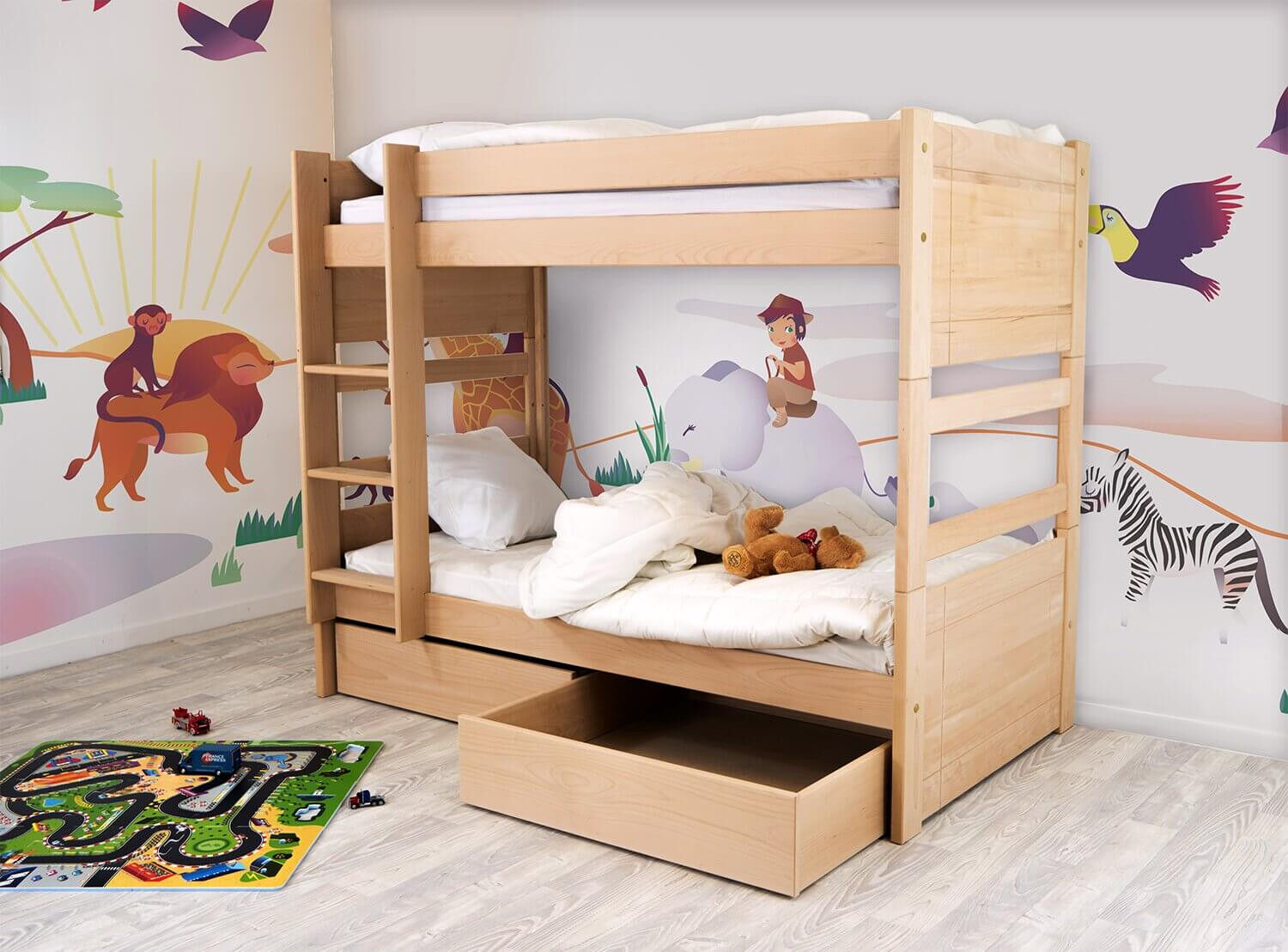 ABC MEUBLES Etagenbett 2 Sitzer 90x190 teilbar Holz Duo - Weiß
