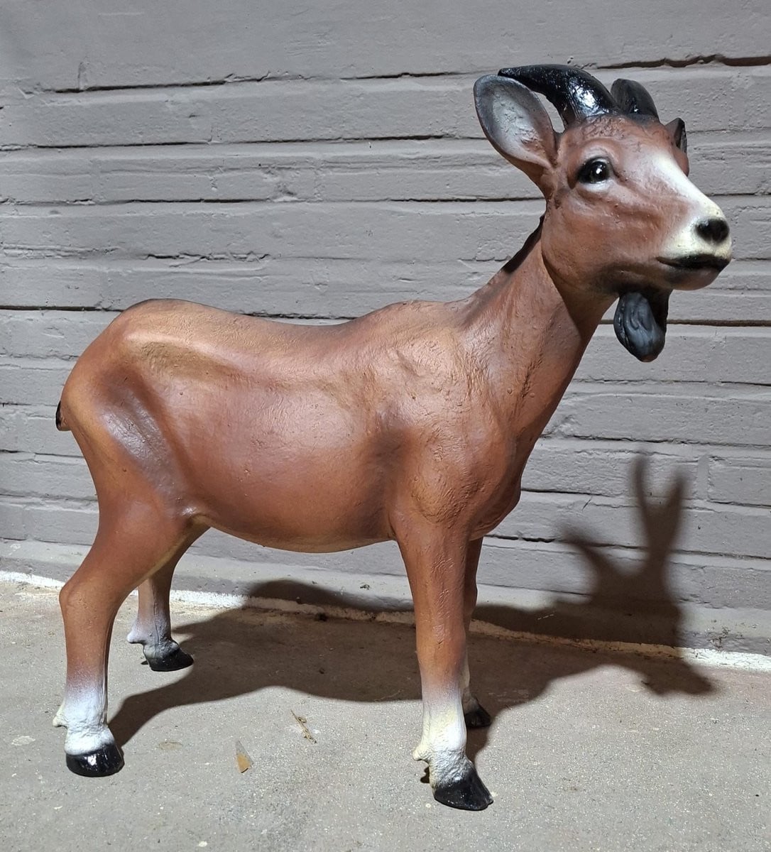 Realistisch Geit Beeld van Polystone - Bruin - Hoogte: 48 cm