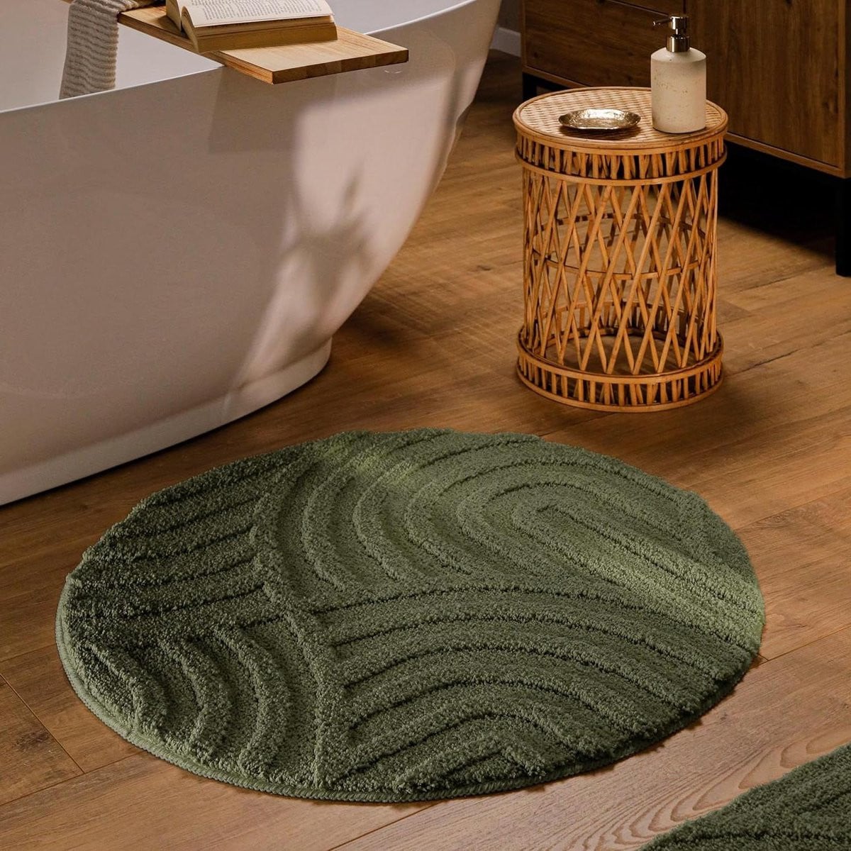 Badmat Fiete Vloerkleed Badkamer Dennengroen 80 cm Rond