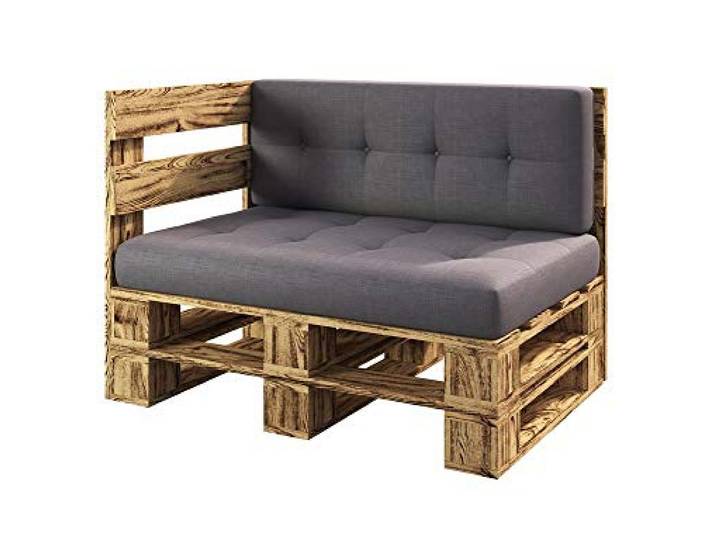Lermowood Palettenmöbel Mp Eckbank 100 x 60 x 40 cm Geflammt Europaletten Indoor und Outdoor Lounge Gartenmöbel Holz Gartenmöbel Set Lounge Möbel Terrasse Balkon Loft Stil Paletten