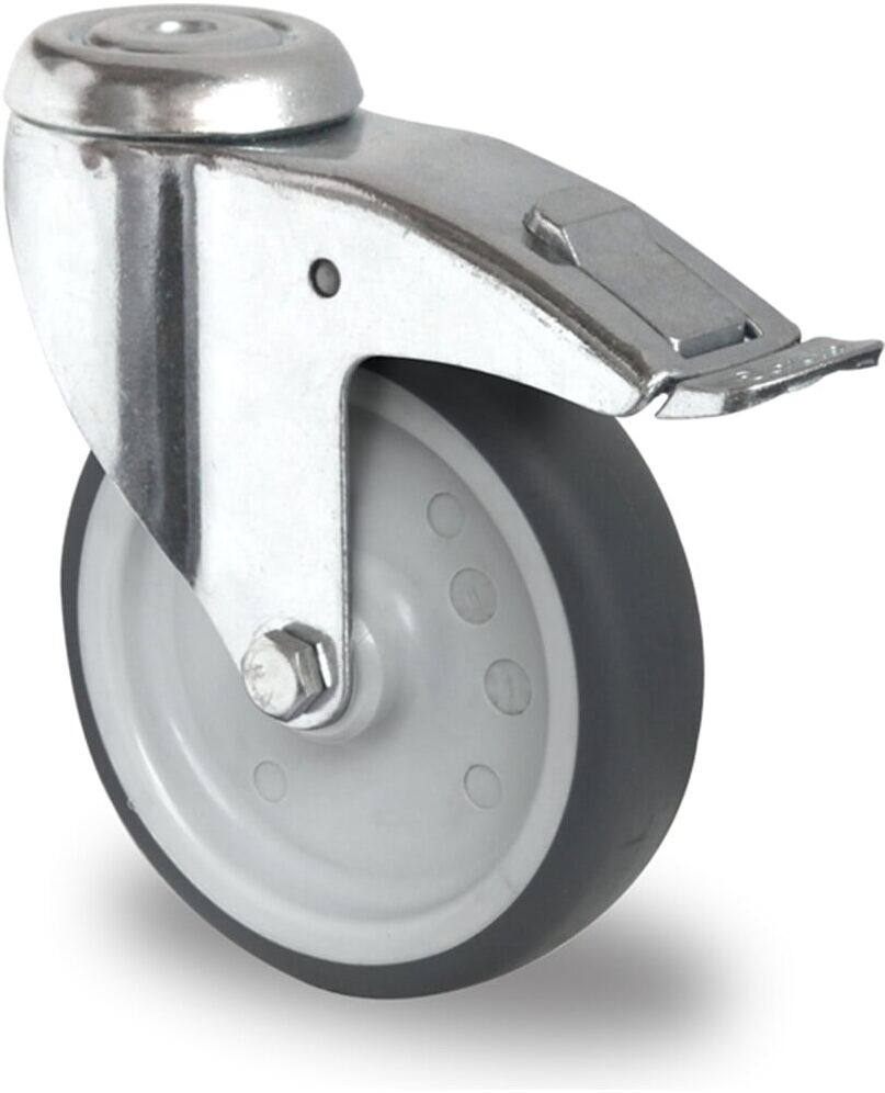 CASCOO Rückenlochlenkrolle mit Totalfeststeller ø 80 mm Serie P2T2 Gleitlager (BAH15C0080P2T2P0N)