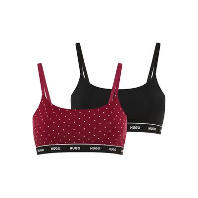 Bralette HUGO UNDERWEAR "TWIN BRALETTE DESIGN", Damen, Gr. XL, N-Gr, open rot 645, Jersey, Obermaterial: 95% Baumwolle, 5% Elasthan, BHs Bralette, ohne Verschluss, ohne Polsterung