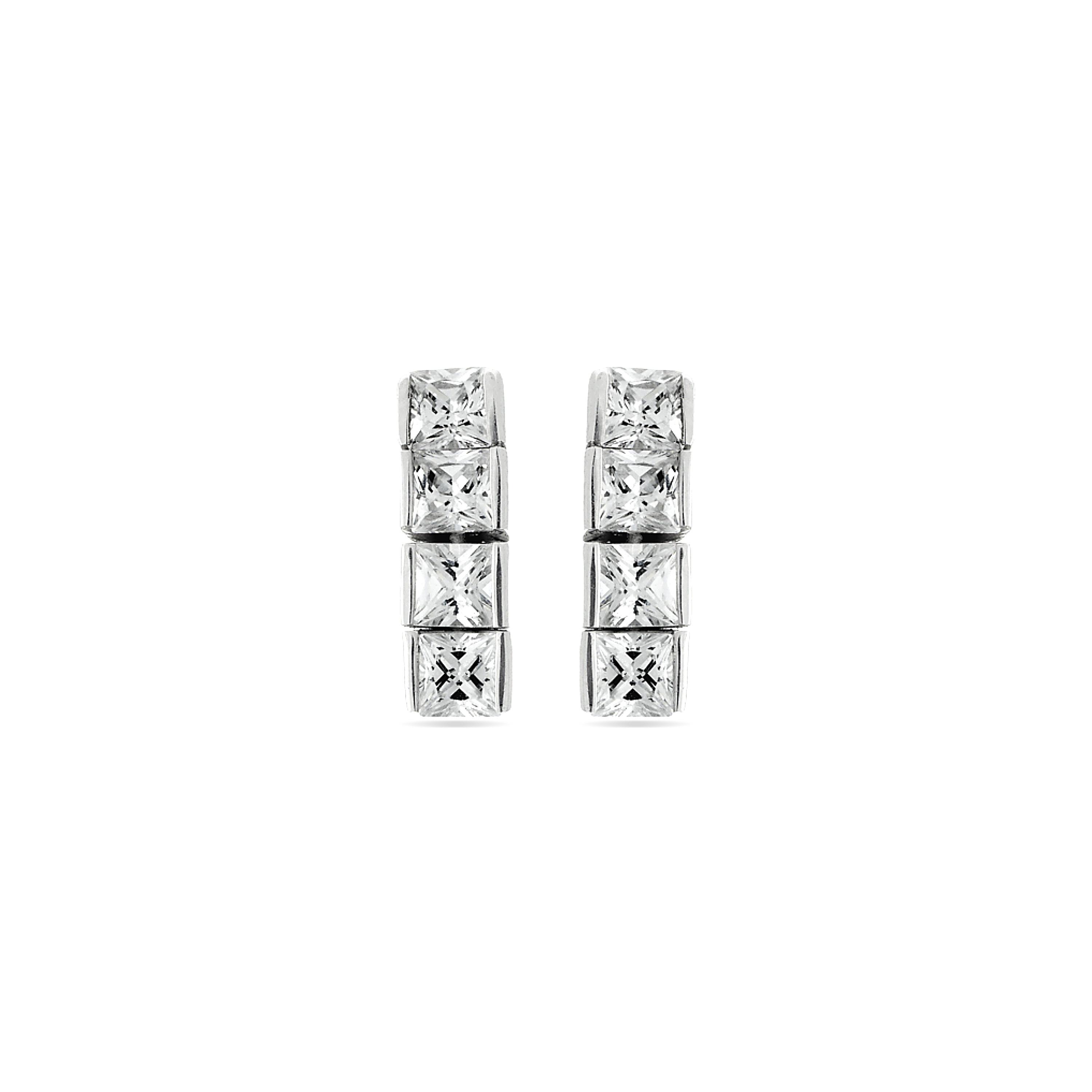 Luxenter Ohrringe aus 925er Sterlingsilber mit funkelndem Zirkonia, rhodiniert – Riviere