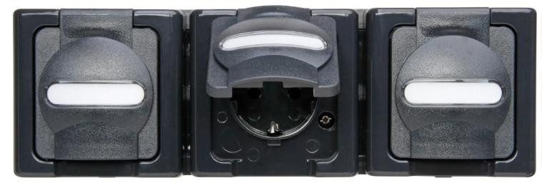 Kopp BLUE ELECTRIC SCHUKO 131315006 Wandcontactdoos met klapdeksel 3-voudig