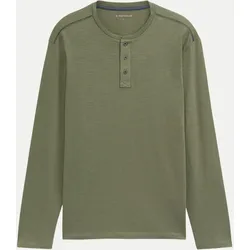 Langarmshirt mit Henley Kragen Grün M