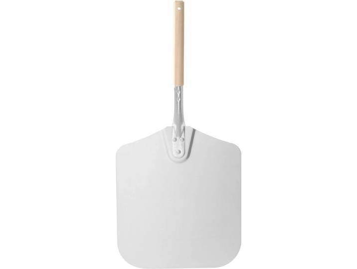HENDI Vierkante pizzaschep – korte houten handgreep – aluminium – 355x710 mm