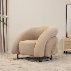 HOME DELUXE Sessel MACA - Samtgewebe Beige