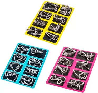 Inspire Picks Stainless Steel Chinese Ring Puzzle IQ Brain Teaser For Logical Thinking Skill Development mix 3suit