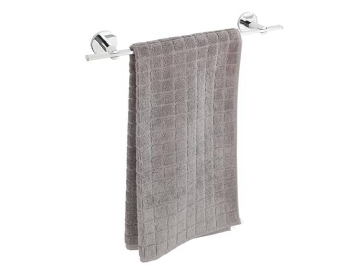WENKO UV-Loc® Badetuchstange UNO Isera, Wand-Handtuchhalter aus Vierkantrohr zum Befestigen ohne Bohren mit innovativem Klebesystem, Wandmontageplatte aus Zinkdruckguss, rostfrei, 41 x 5 x 7,5 cm